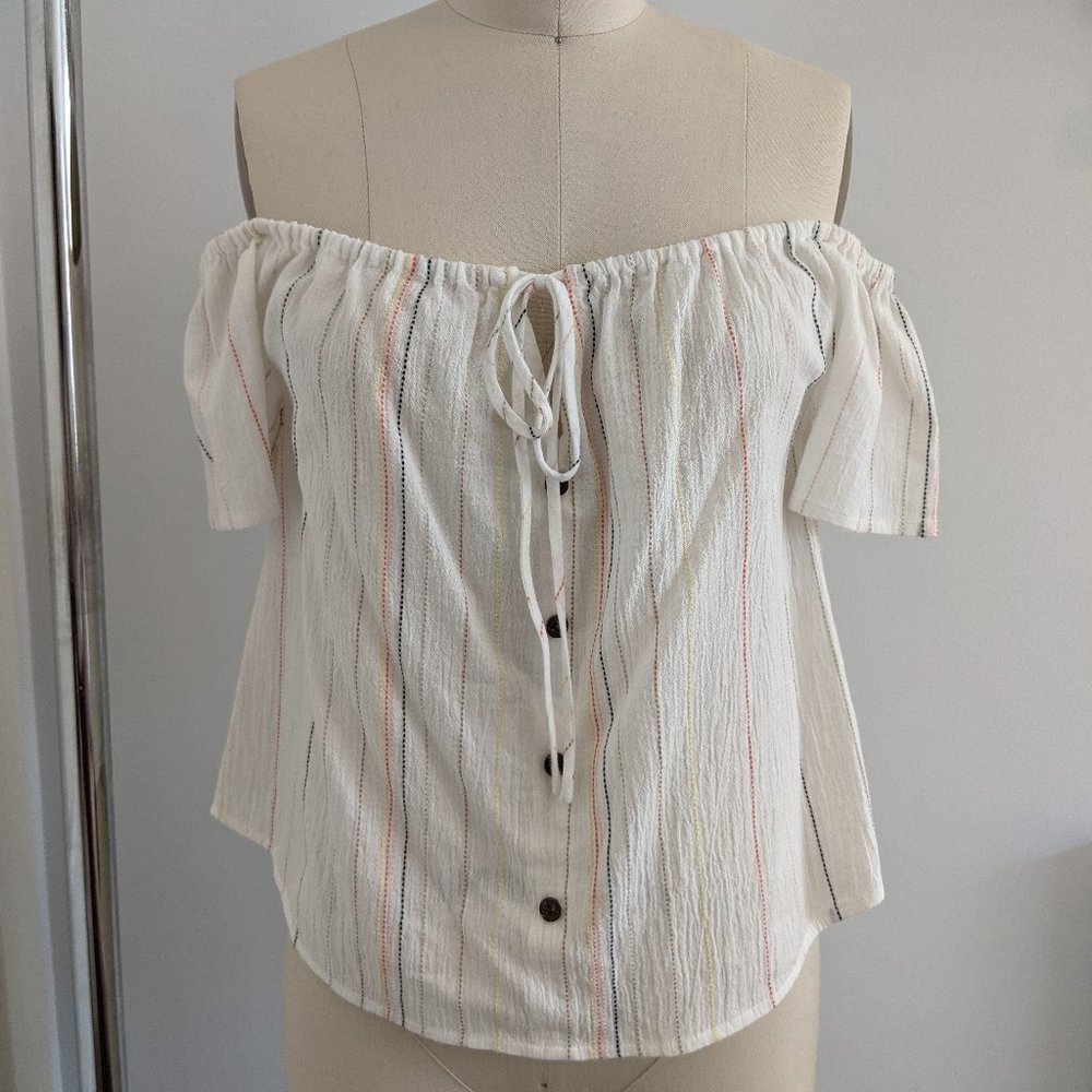 BCBGeneration Off Shoulder Stripe Top Size S